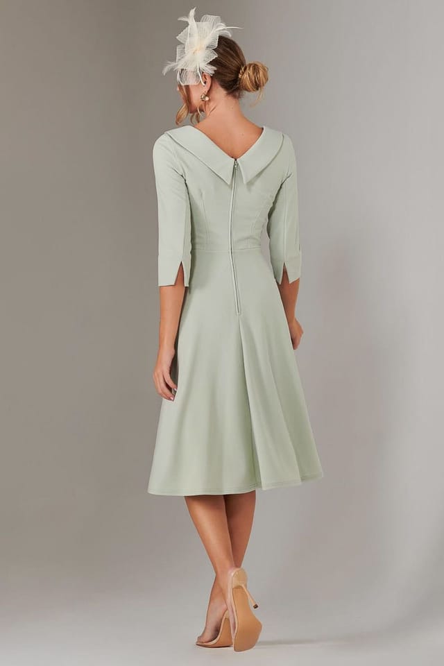 Jolie Moi Jolie Moi Women's Sloan 3/4 Sleeve Midi Dress in Light Green - 2