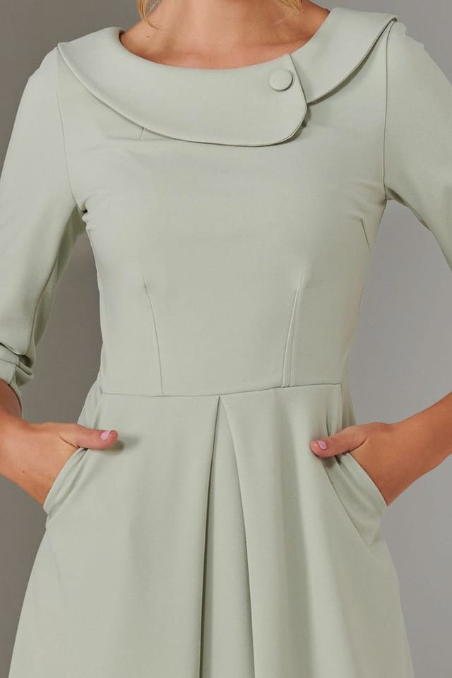 Jolie Moi Jolie Moi Women's Sloan 3/4 Sleeve Midi Dress in Light Green - 3