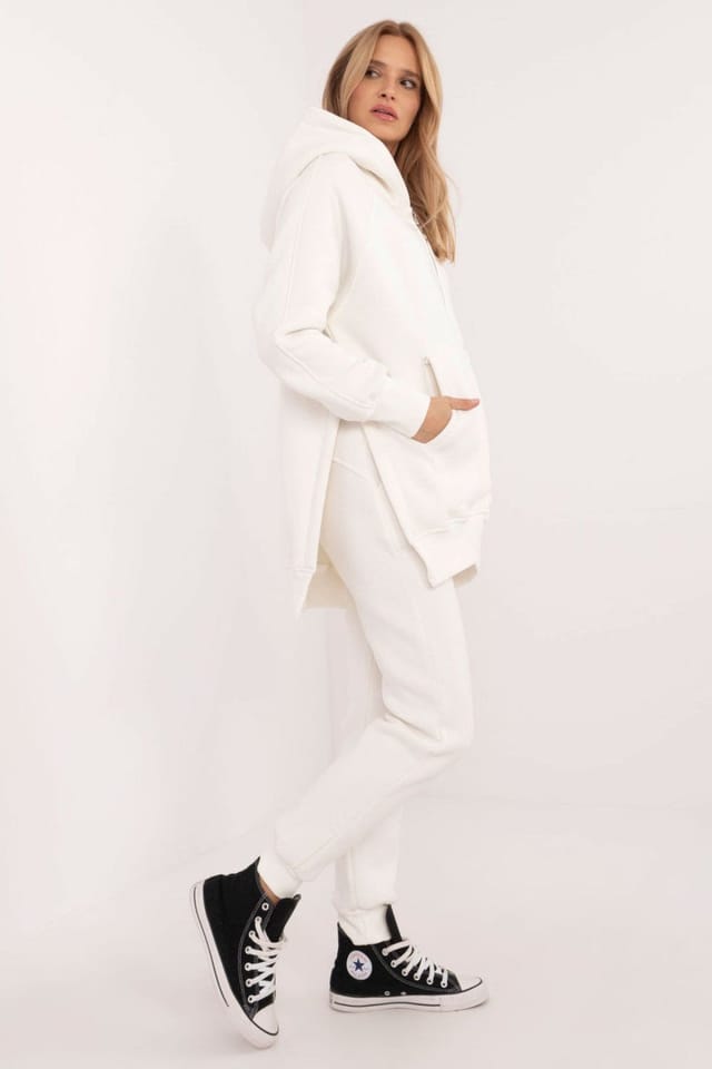 Love Lace Love Lace Women's Cotton Elastane Zip Hood Tracksuit Set Style 202287 in White - 2
