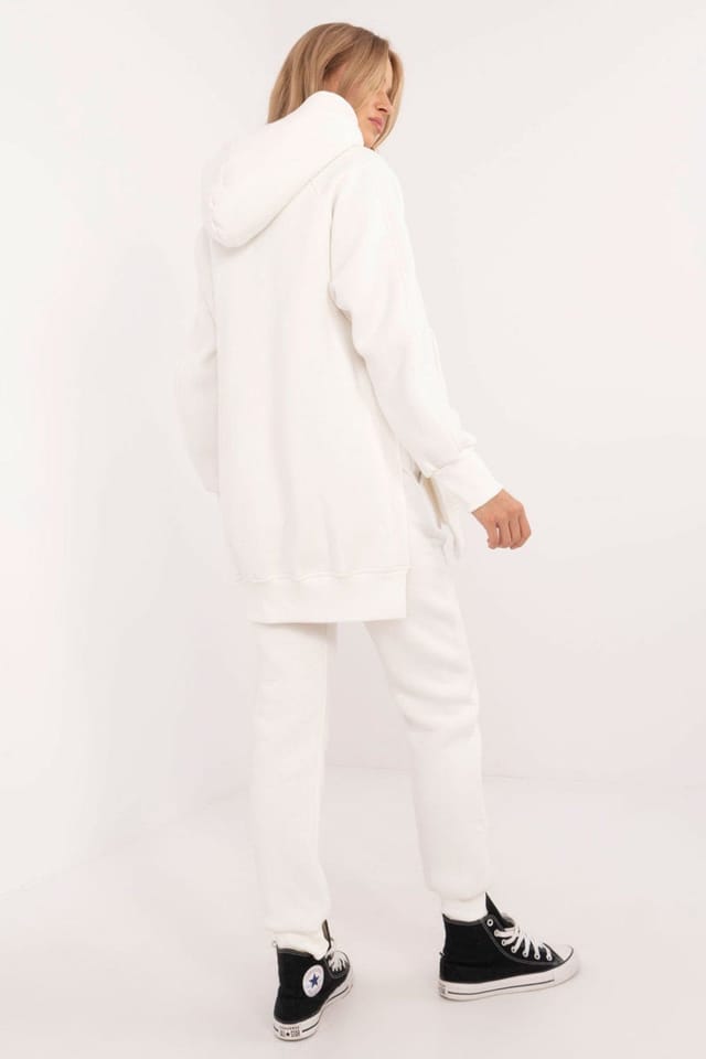 Love Lace Love Lace Women's Cotton Elastane Zip Hood Tracksuit Set Style 202287 in White - 3