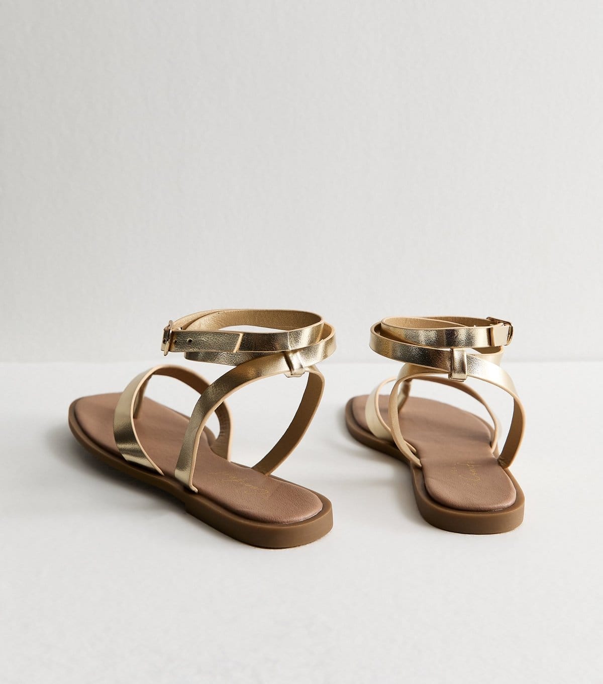 New Look Women's Gold Toe Post Wrap Around Ankle Strap Sandals New Look - 4