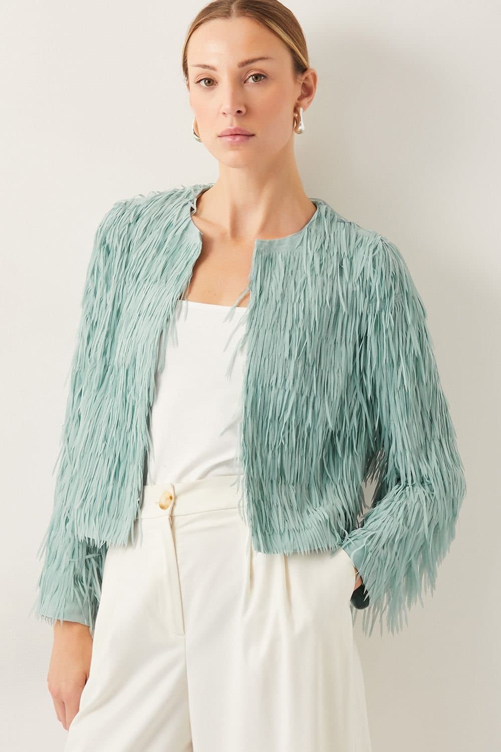 Monsoon Monsoon Green Fringe Jacket for Women
