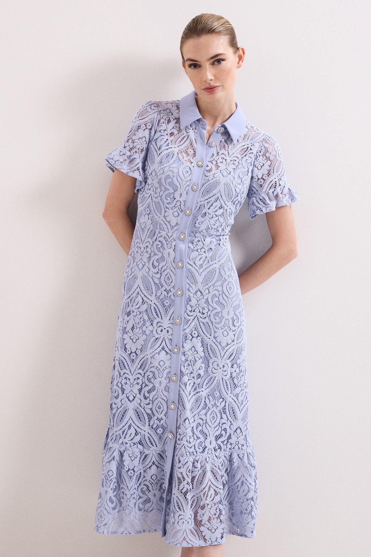 Phase Eight Phase Eight Women's Carmine Lace Dress in Pale Blue - 3