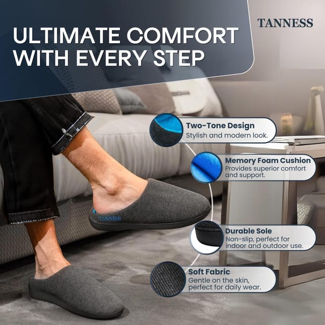 Tanness Tanness Two-Tone Memory Foam Men's Slippers - Size 8-9 - 2