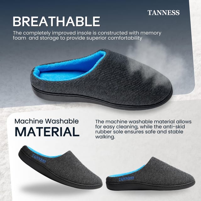 Tanness Tanness Two-Tone Memory Foam Men's Slippers - Size 8-9 - 3