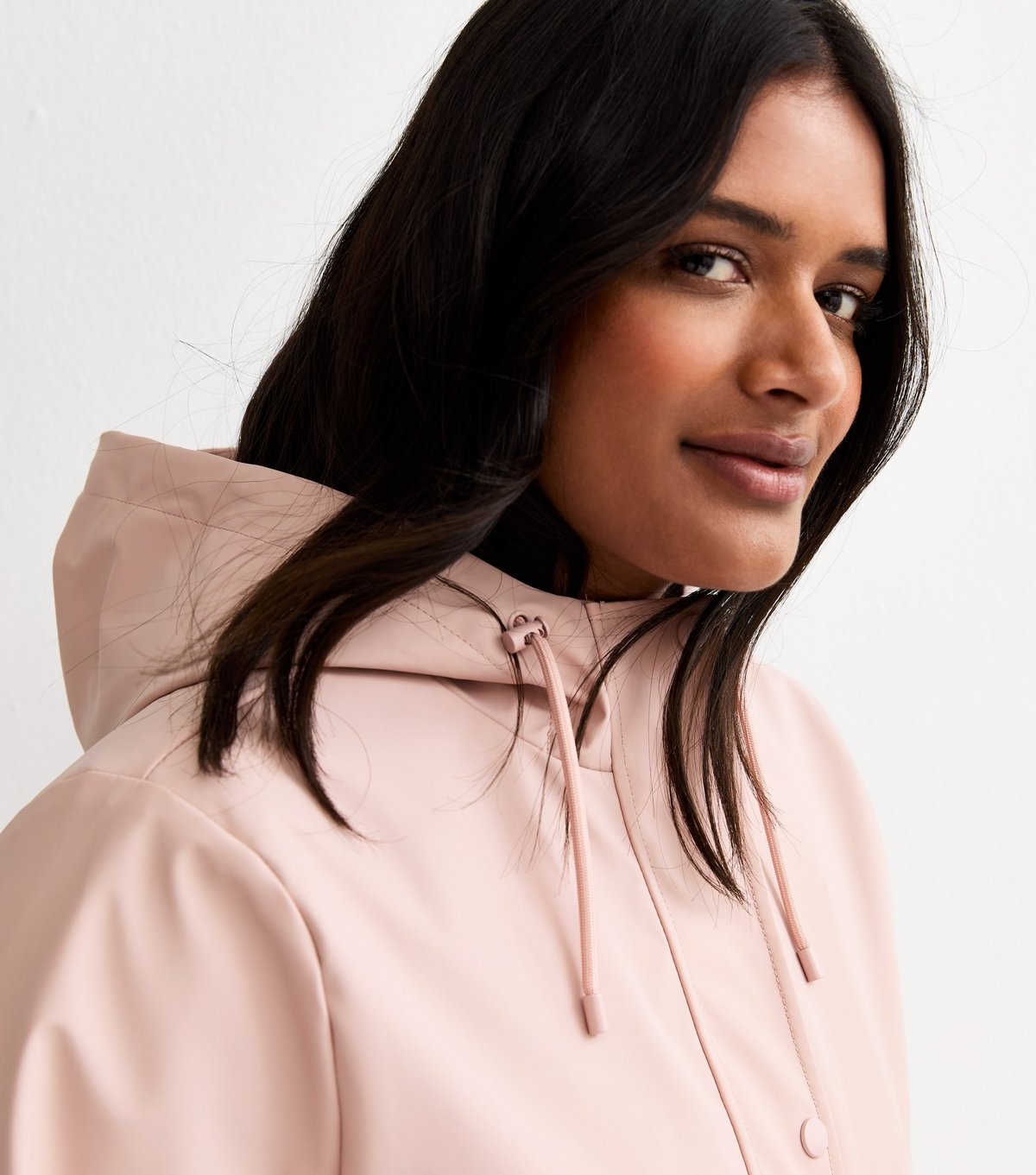 New Look Women's Plus Size Pale Pink Water Resistant Drawstring Hood Rain Anorak Curves New Look - 2