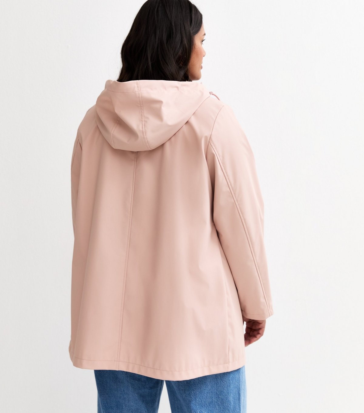New Look Women's Plus Size Pale Pink Water Resistant Drawstring Hood Rain Anorak Curves New Look - 4