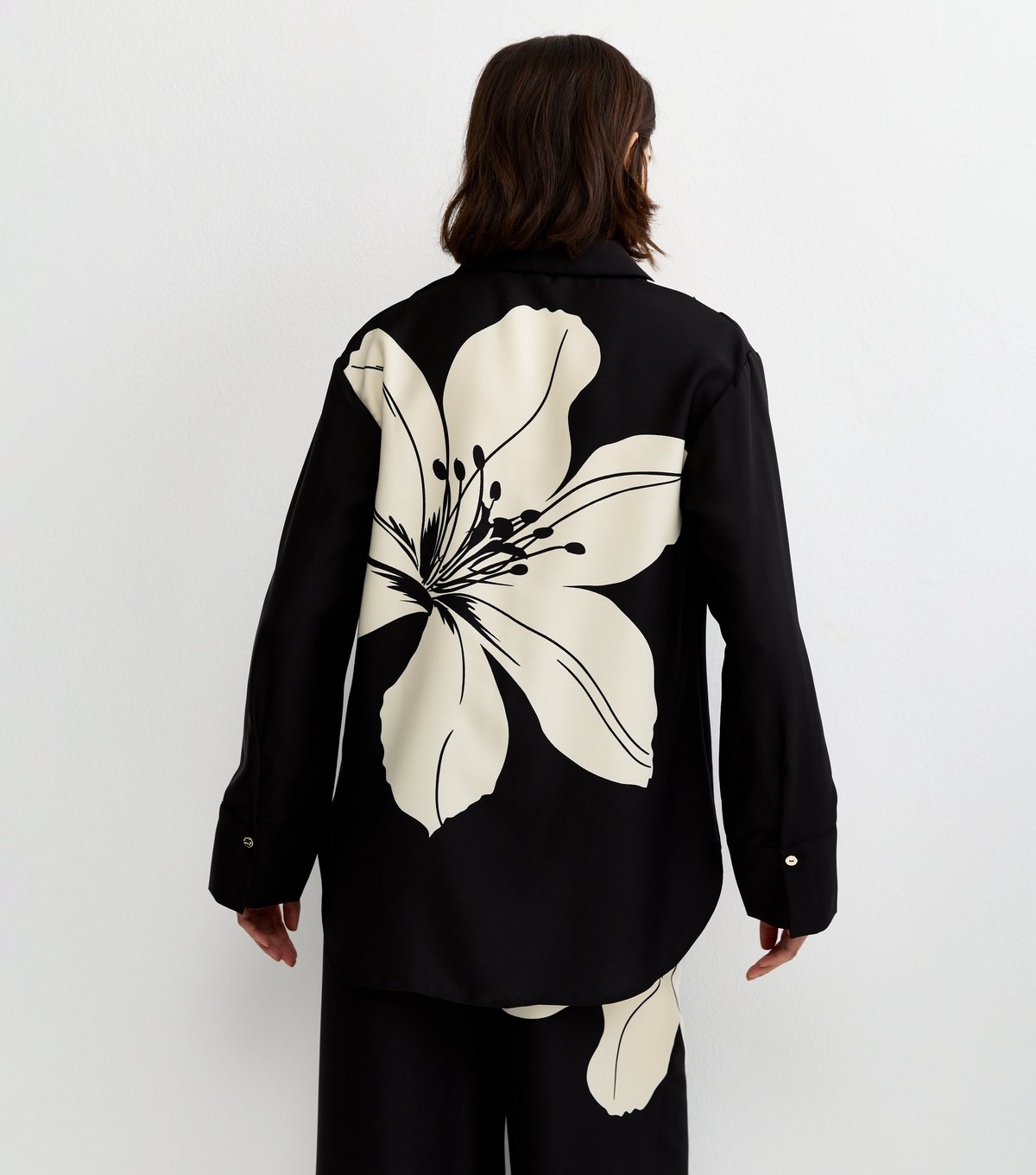 New Look Women's Black Large Lily Print Long Sleeve Shirt New Look - 4