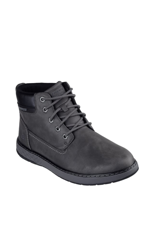 Skechers Skechers Men's GARLAN Round Toe Waterproof Lace Up Charcoal - 2