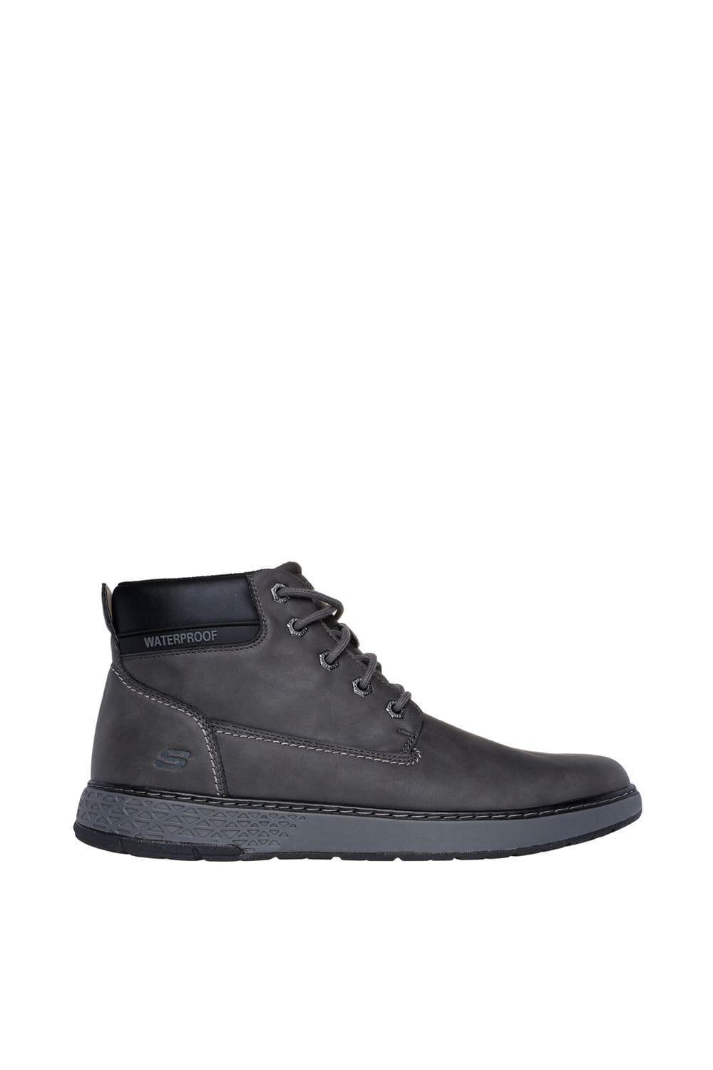 Skechers Skechers Men's GARLAN Round Toe Waterproof Lace Up Charcoal - 4
