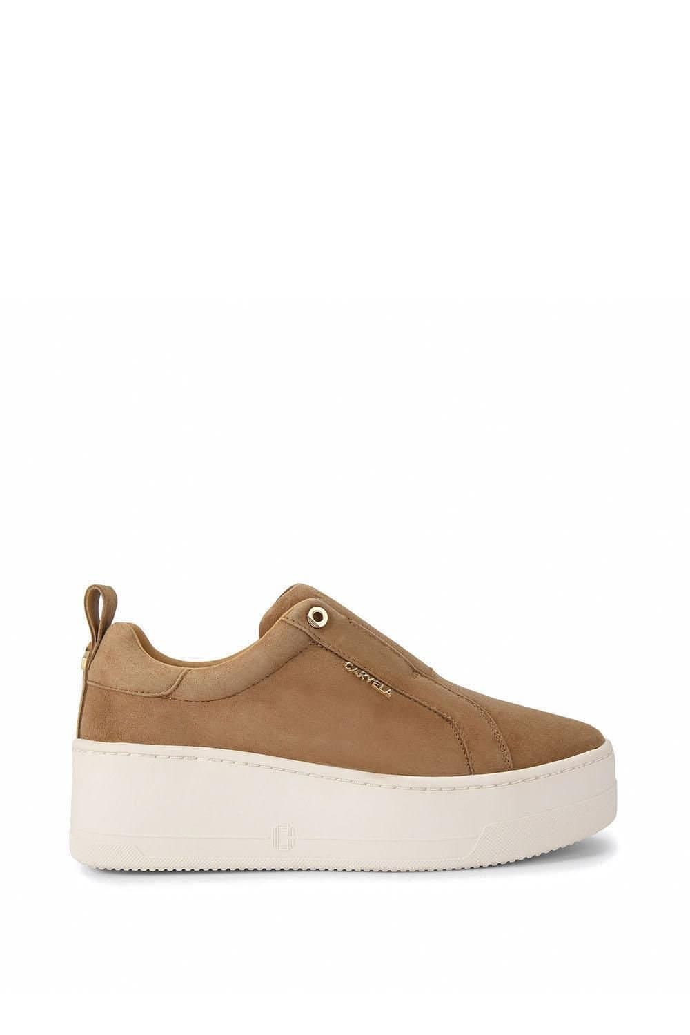 Carvela Carvela Women's 'Connected Laceless' Suede Trainers in Tan