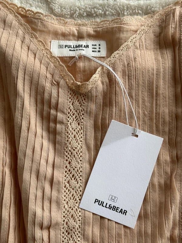 Bershka Pull&Bear Beige Sundress Lace Detail Bodice Size S - Summer Dress - RRP £32.99
