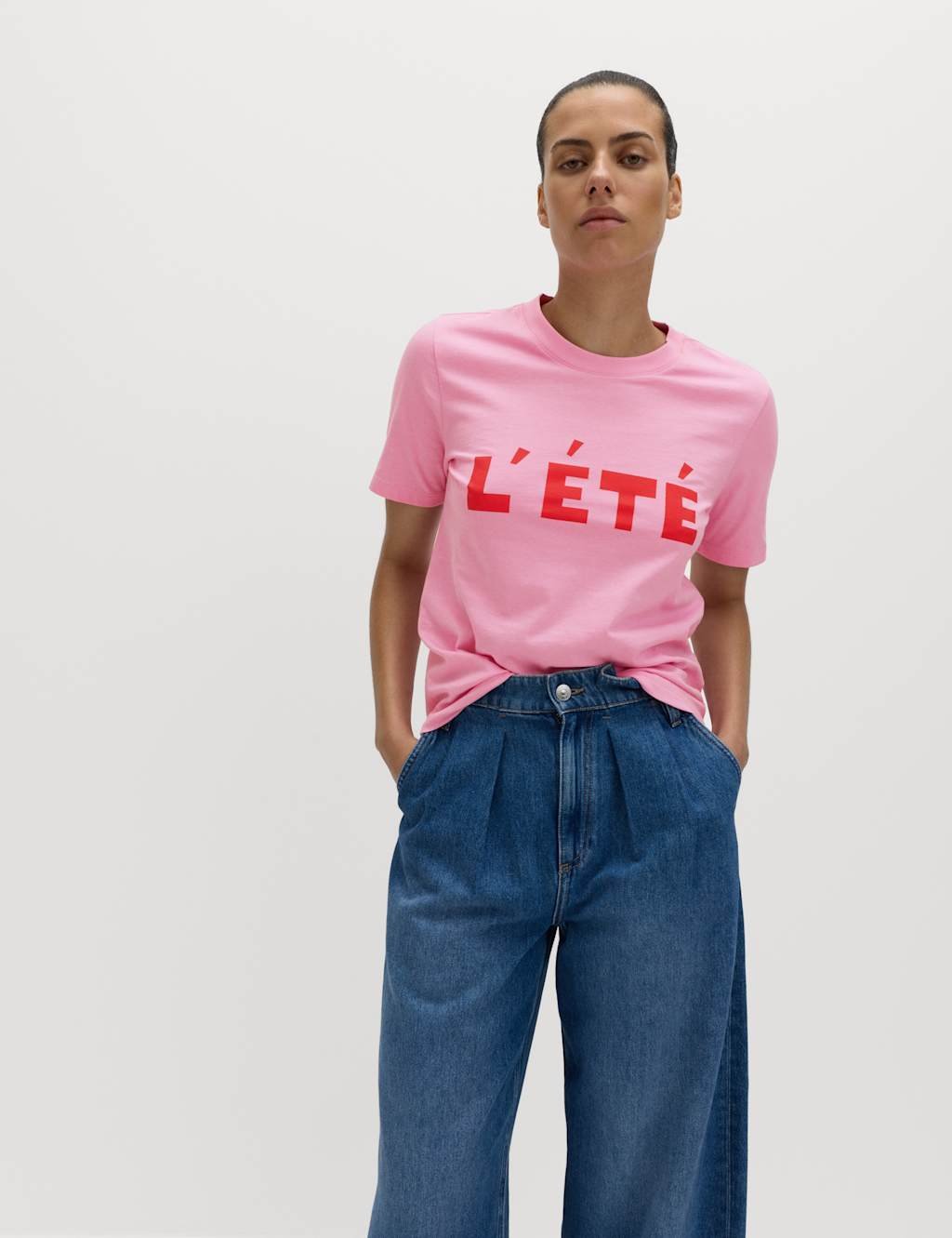 Marks & Spencer M&S Pure Cotton Graphic T-Shirt Pink Mix - 2