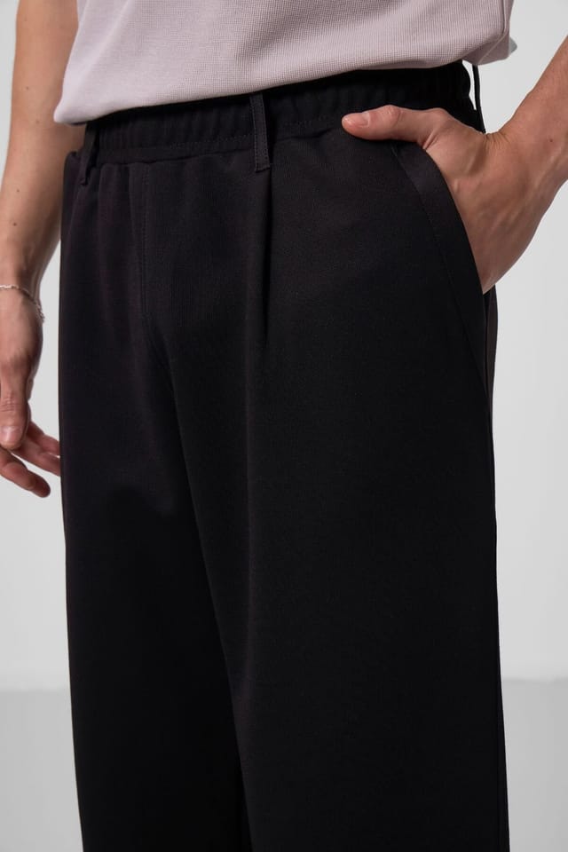 Tommy Life Tommy Life Men's Wide-leg Palazzo Trousers in Black - 3