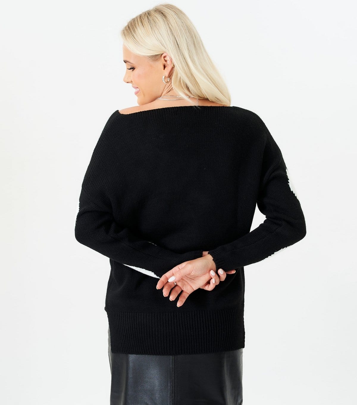 Gini London Women's Black Heart Knit Jumper Gini London New Look - 4