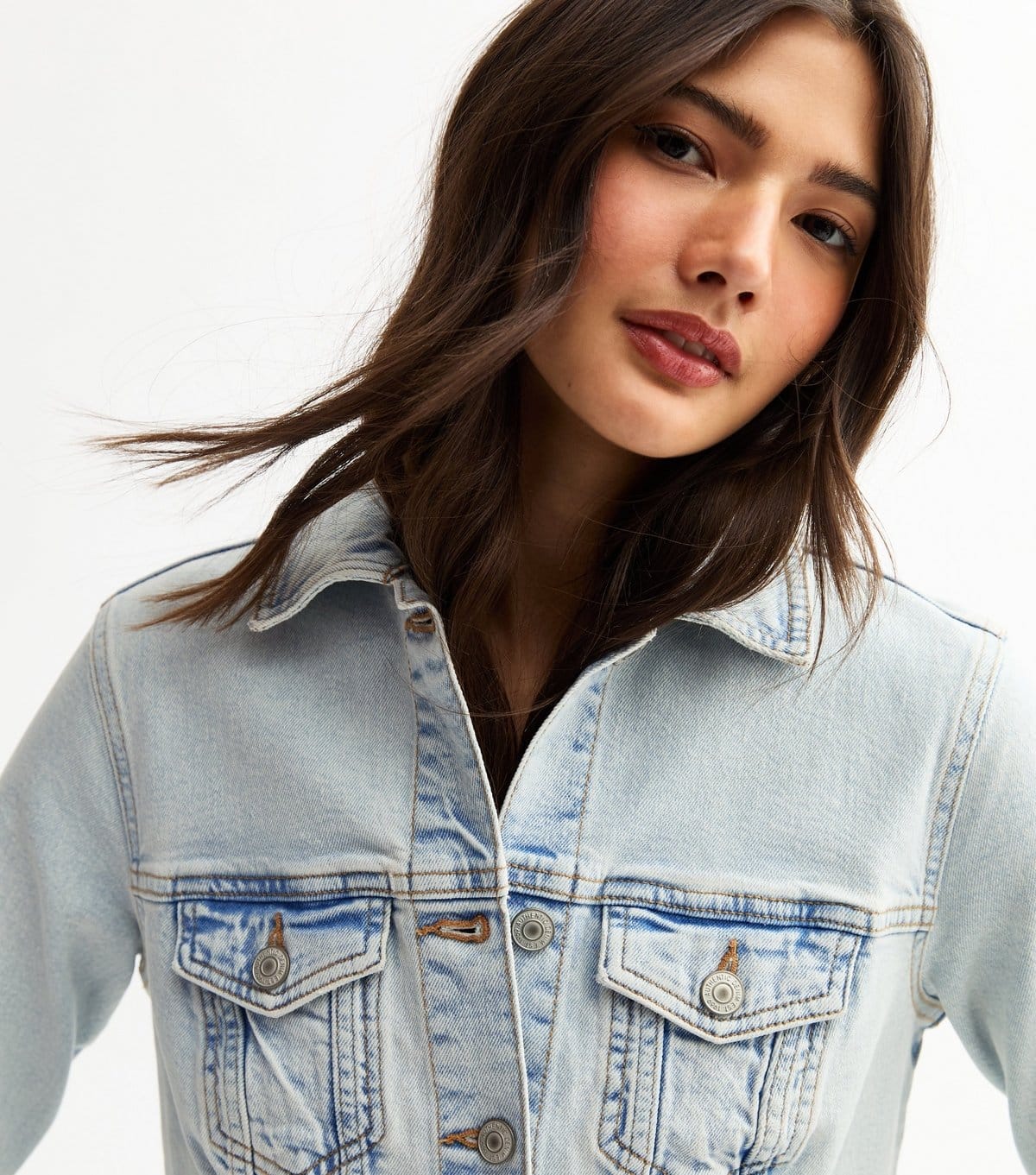 New Look Bright Blue Light Wash Denim Jacket