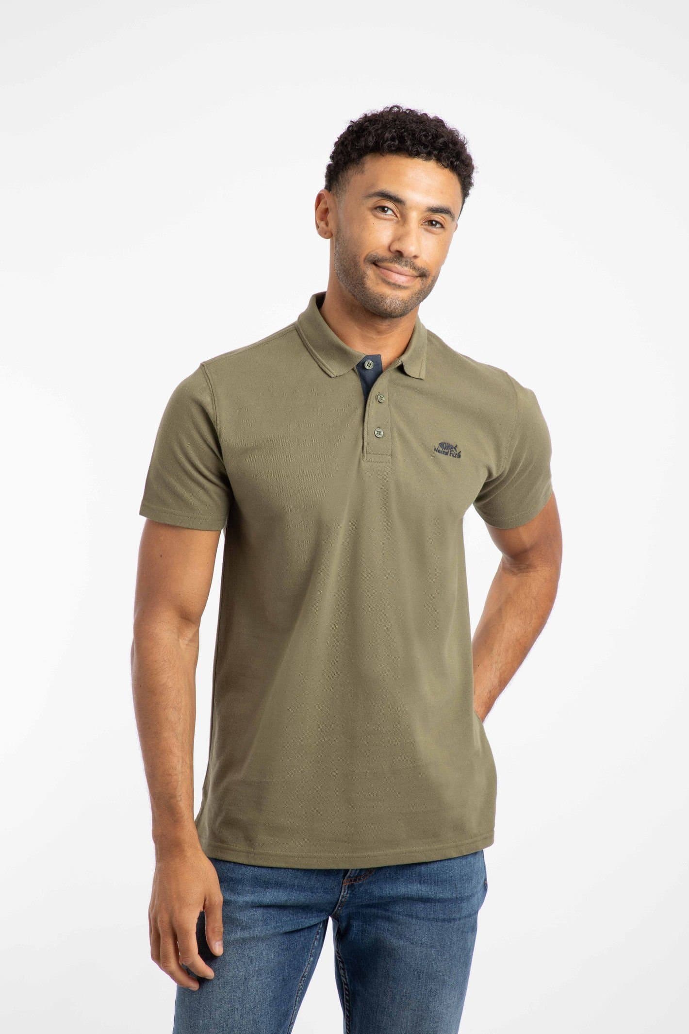 Weird Fish Weird Fish Men's Miles Pique Polo Shirt in Dark Olive