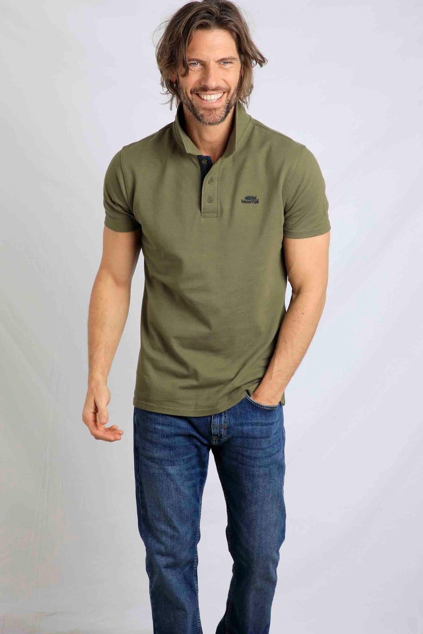 Weird Fish Weird Fish Men's Miles Pique Polo Shirt in Dark Olive - 4