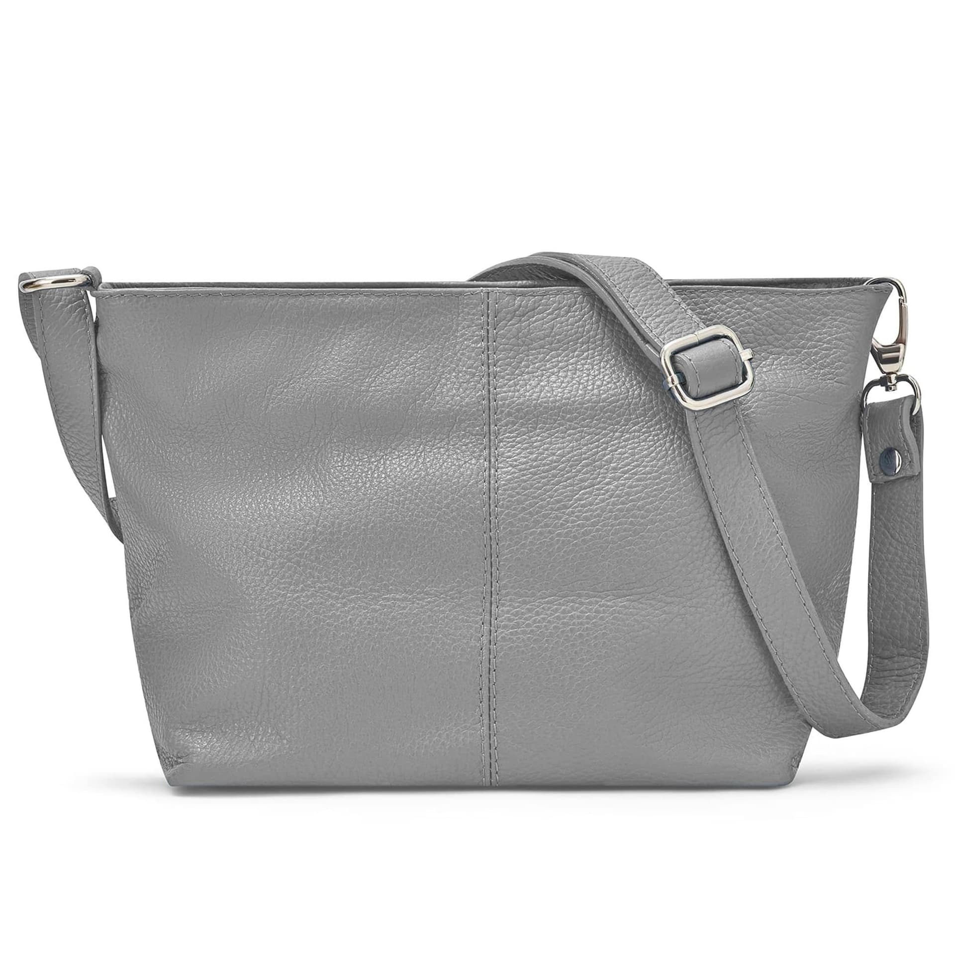 Woodland Leathers Woodland Leathers Women's Genuine Italian Leather Handbag Shoulder Bag in Light Grey