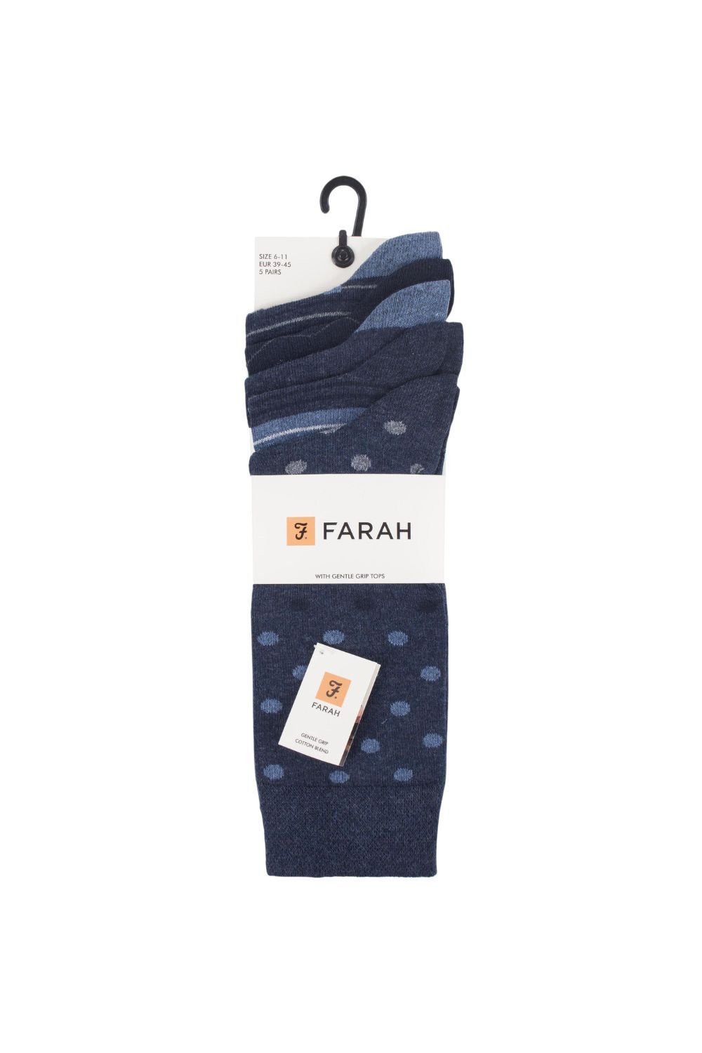 Farah FARAH Men's 5 Pack Polka Dot Patterned Cotton Dress Socks in Blue - 2