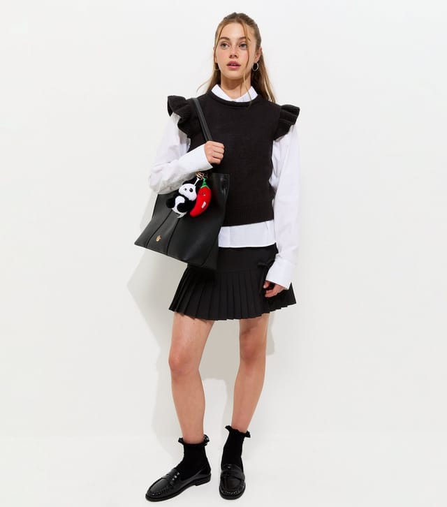 New Look Girls' Black Knitted Frill Sleeve Vest Top School New Look - 3
