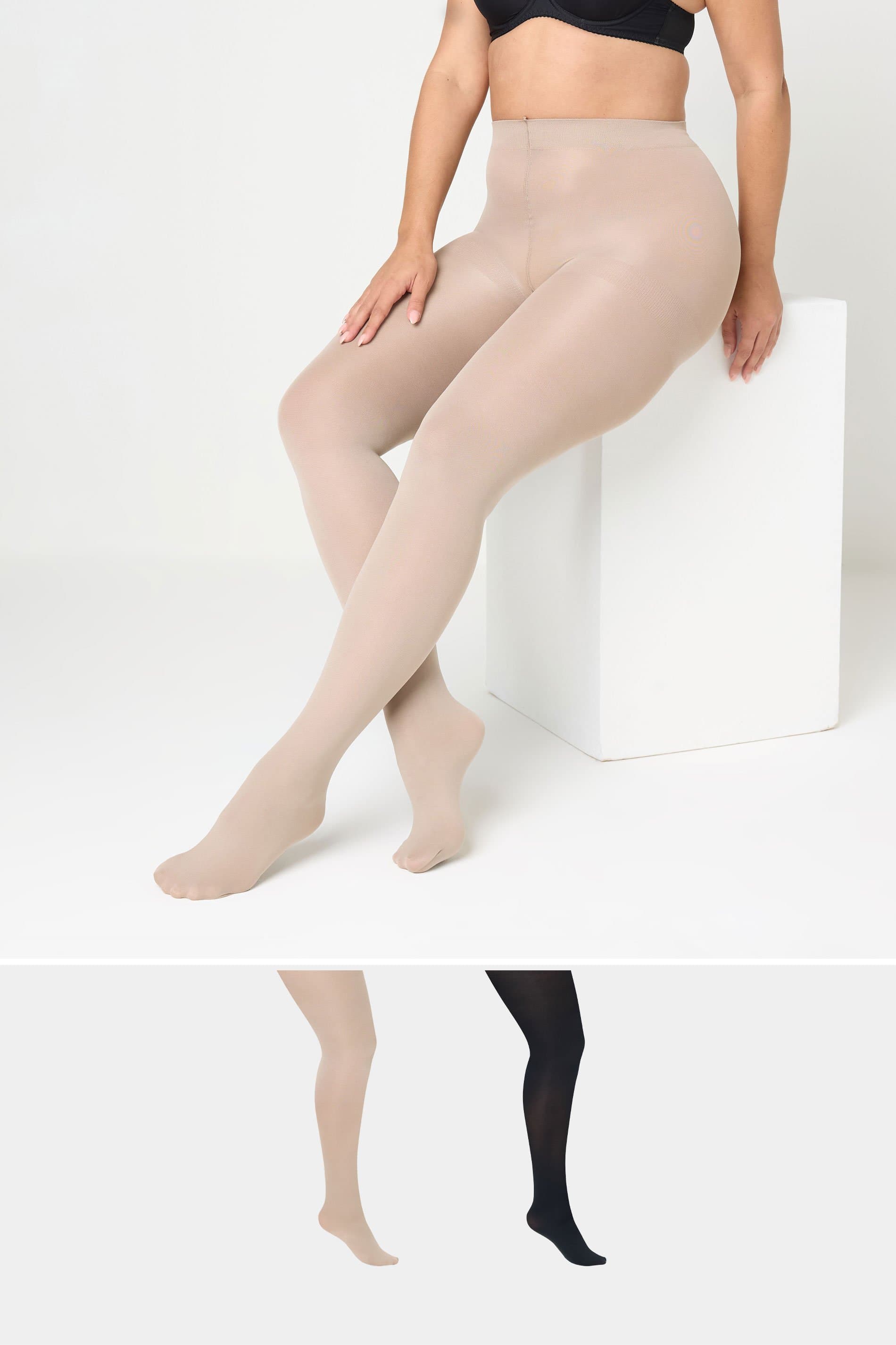 Yours 2 Pack Nude & Black 100 Denier Tights