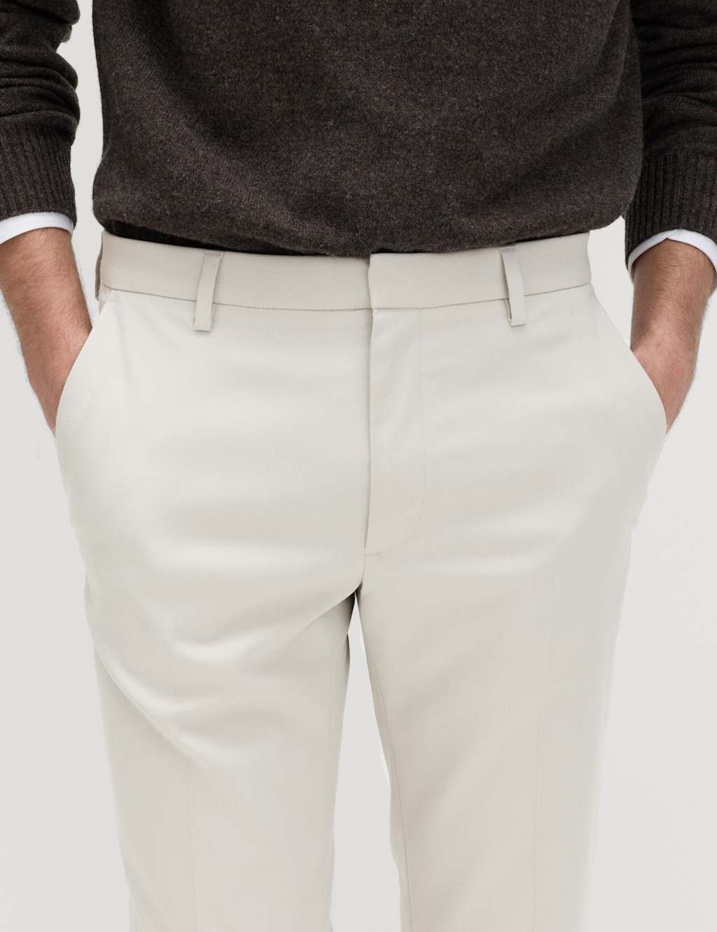 Marks & Spencer M&S Slim Fit Smart Stretch Trousers Light Grey - 2