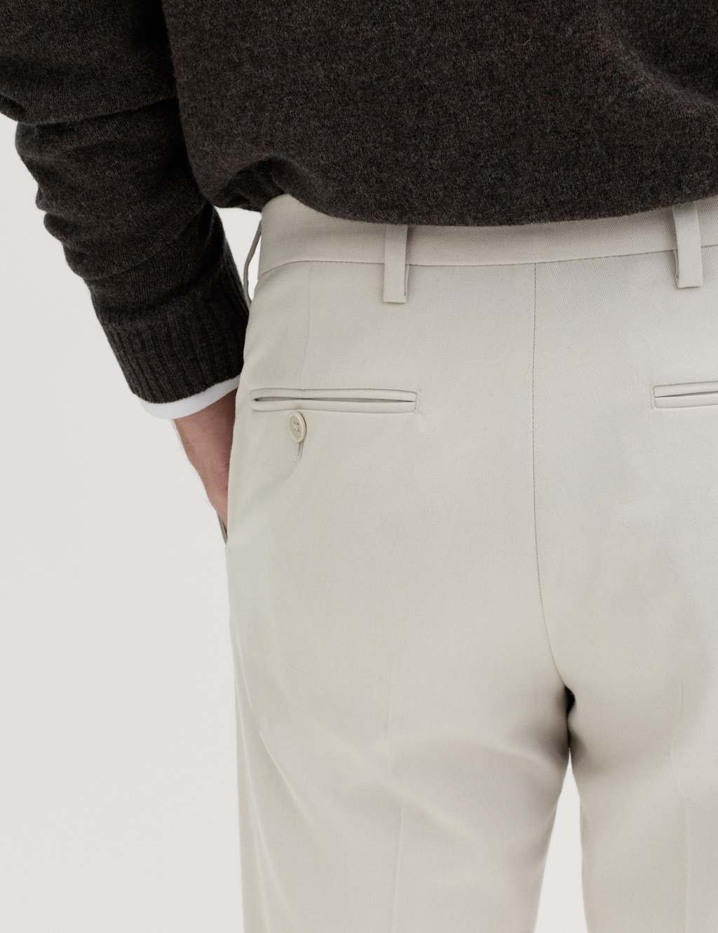 Marks & Spencer M&S Slim Fit Smart Stretch Trousers Light Grey - 3