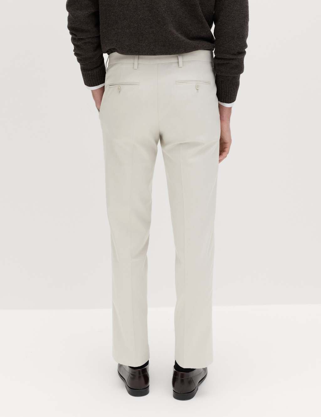 Marks & Spencer M&S Slim Fit Smart Stretch Trousers Light Grey - 4