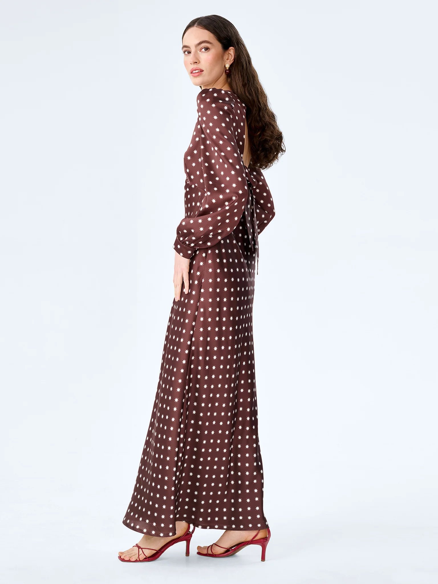 OMNES Francoise Dress in Brown Starburst - 2