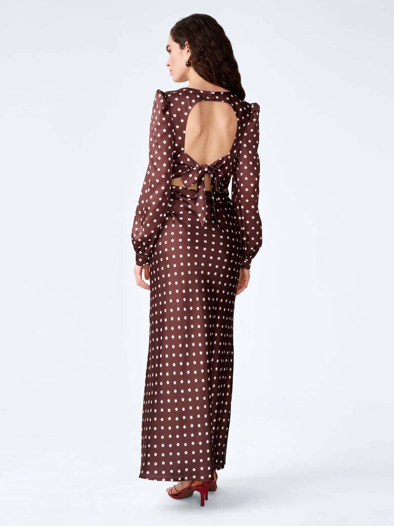 OMNES Francoise Dress in Brown Starburst - 3