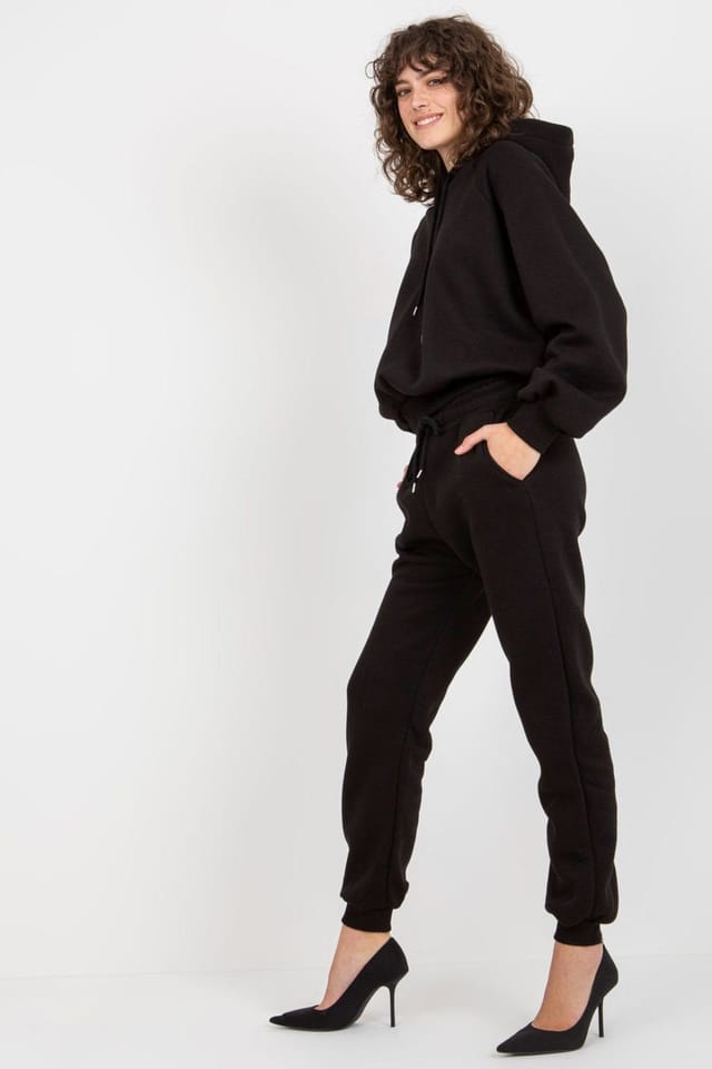 Love Lace Love Lace Women's Hooded Sweatshirt & Jogger Pants Set Style 177013 in Black - 2
