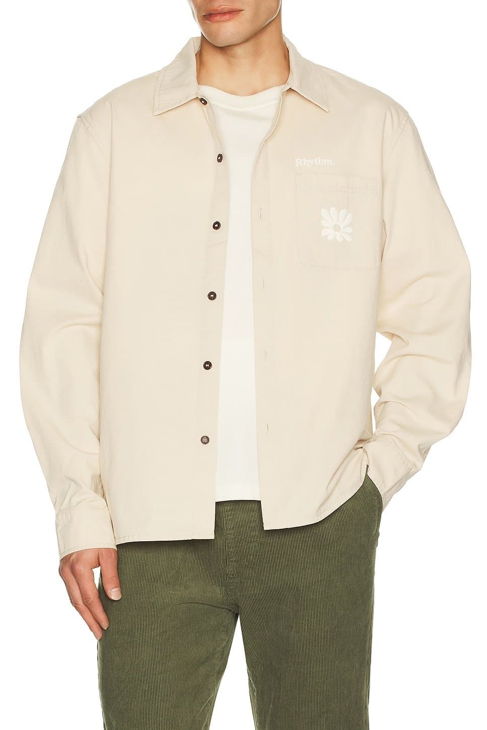 revolve Revolve Rhythm Long Sleeve Shirt in Off White