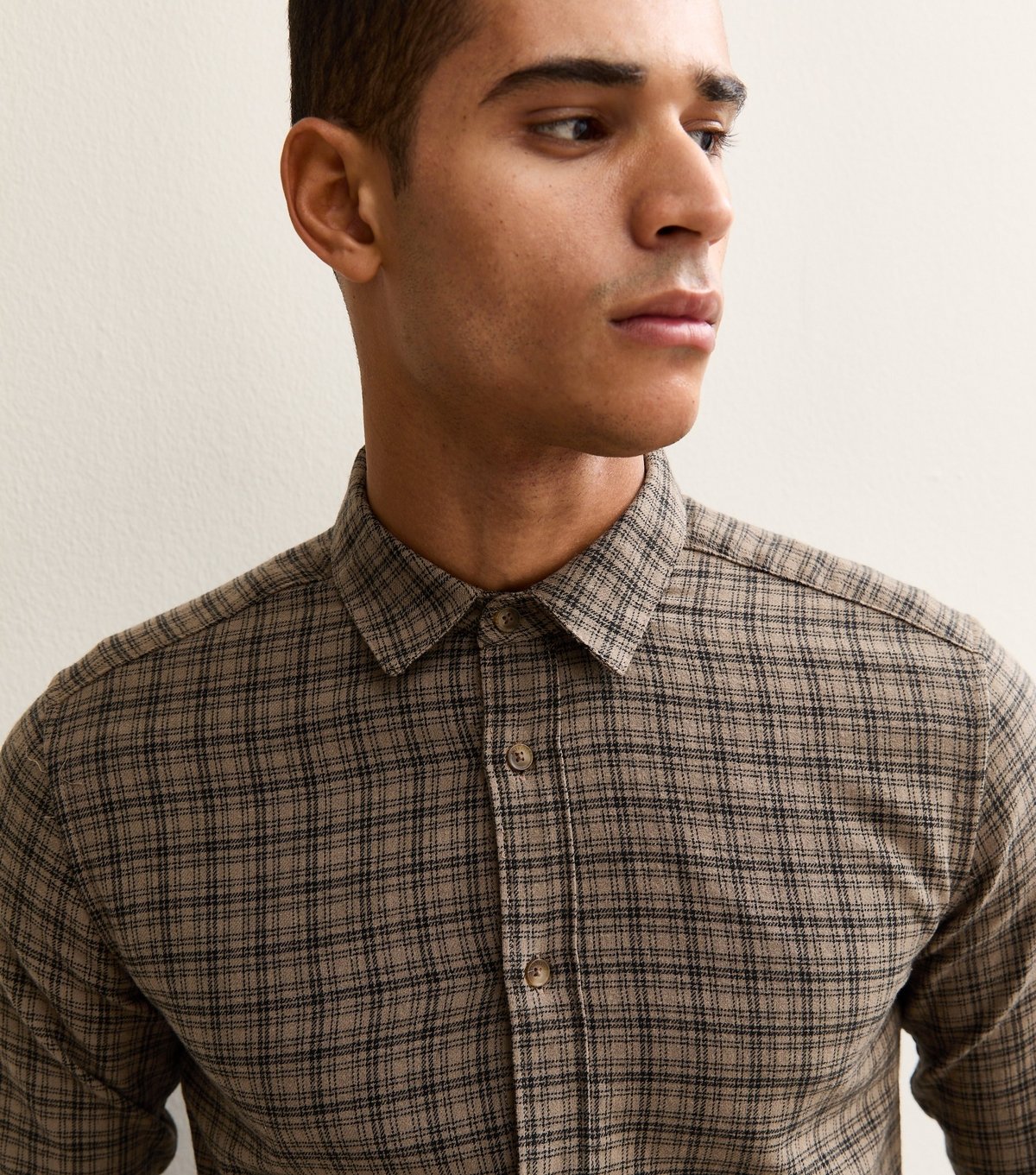 Only and Sons Men's Brown Regular Long Sleeve Checked Shirt Only and Sons New Look - 2