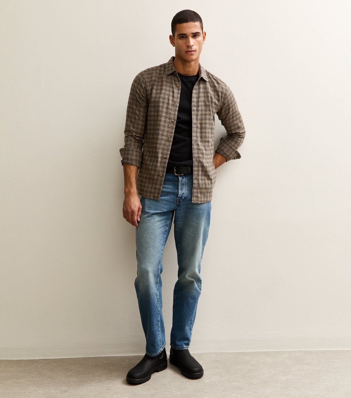 Only and Sons Men's Brown Regular Long Sleeve Checked Shirt Only and Sons New Look - 4