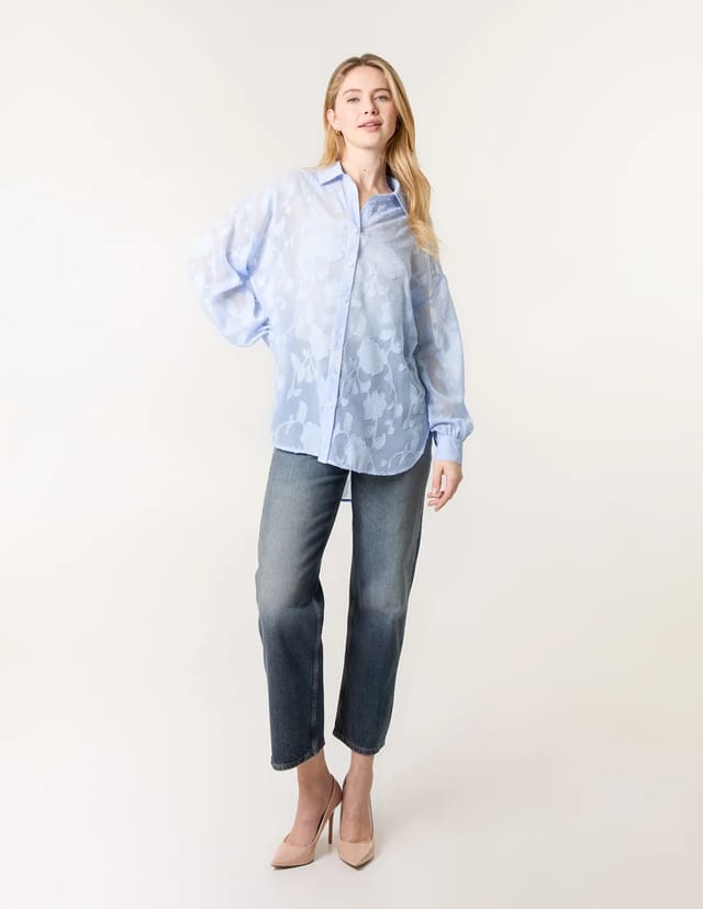 Blue Vanilla Sheer Devore Shirt - 2
