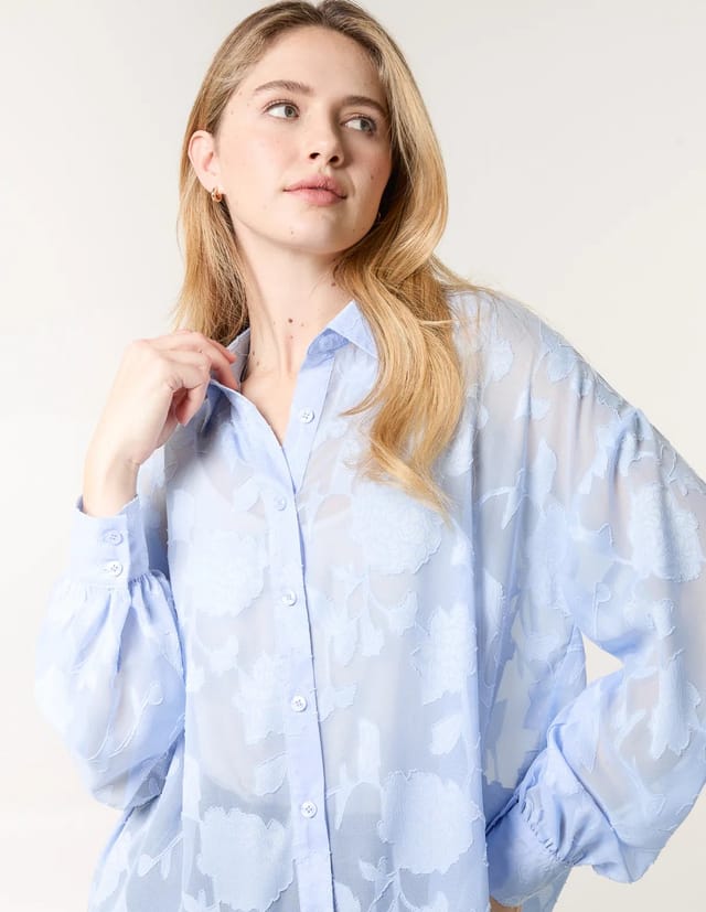 Blue Vanilla Sheer Devore Shirt - 3