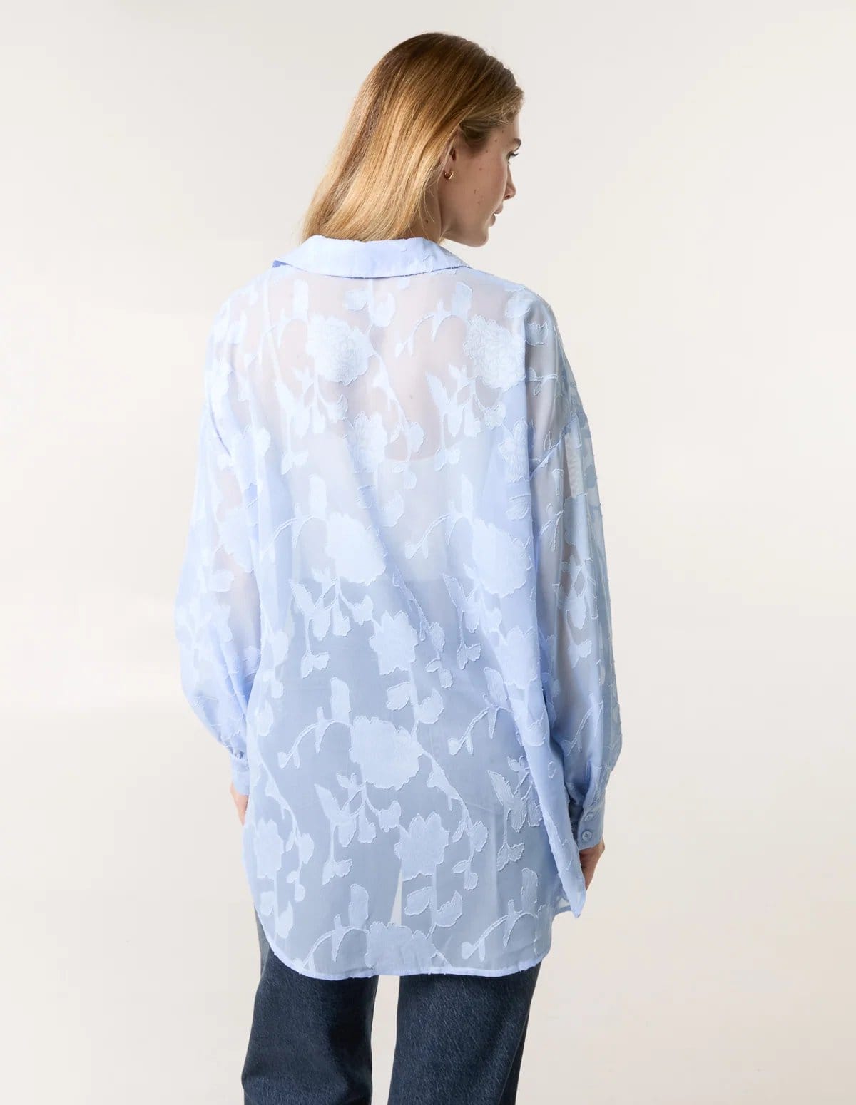 Blue Vanilla Sheer Devore Shirt - 4