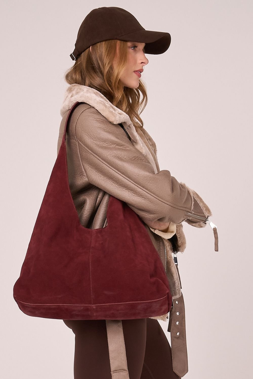 Barneys Originals Barneys Originals Women's Faux Shearling Belted Aviator in Beige - 4