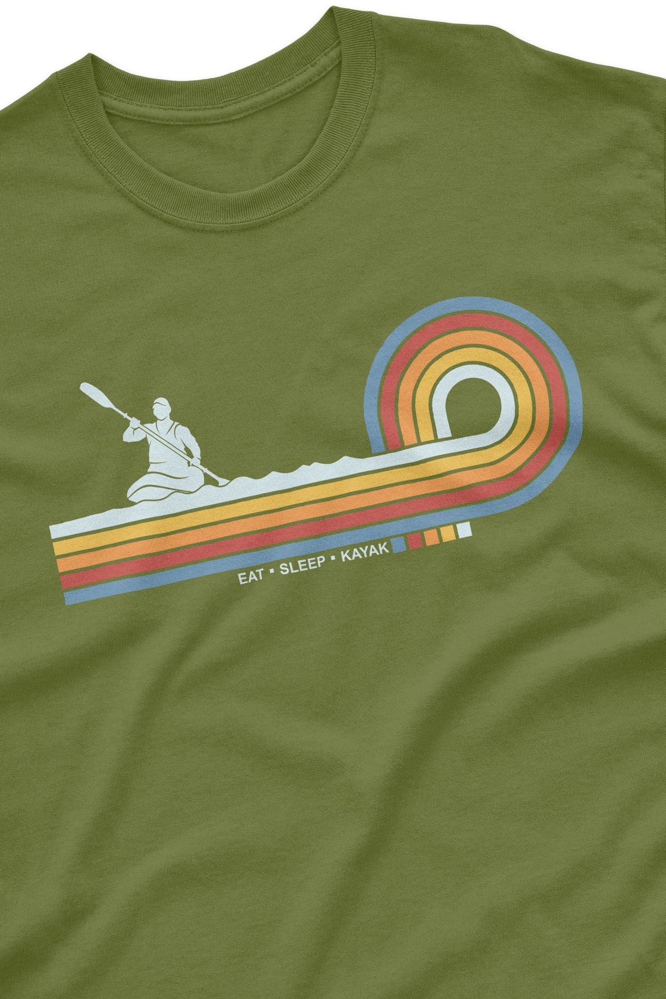 Bad Zebedee Bad Zebedee Men's Retro Lines Kayak T-Shirt in Khaki - 2