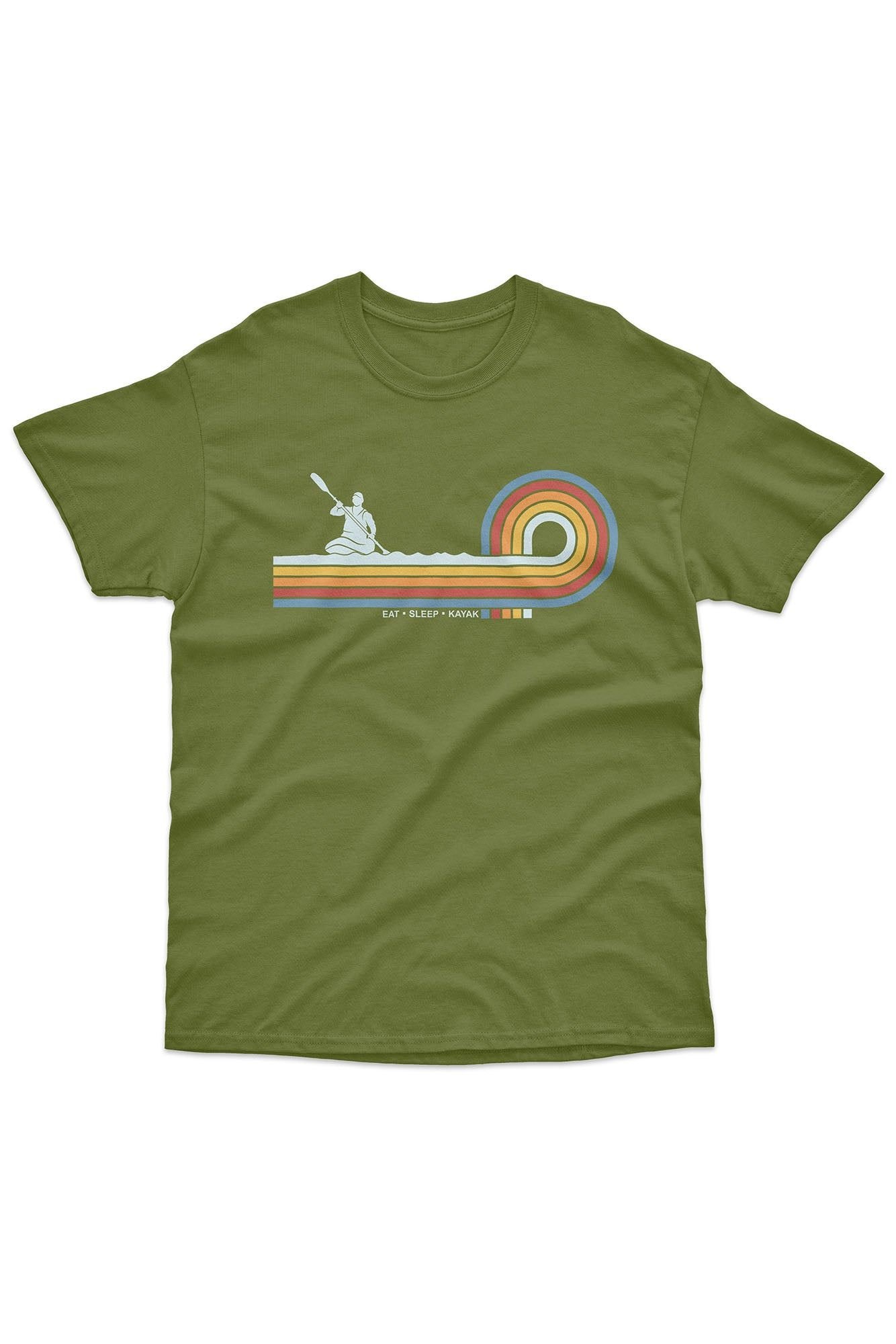 Bad Zebedee Bad Zebedee Men's Retro Lines Kayak T-Shirt in Khaki - 3