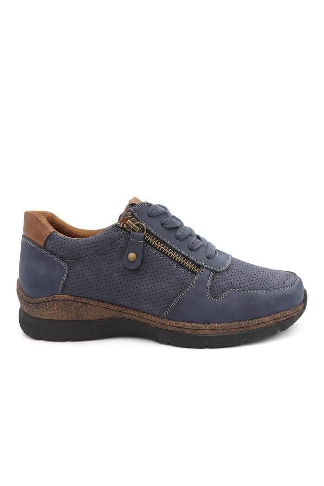 Pavers Pavers Women's Wide Fit Casual Zip & Lace Shoes in Navy - 2