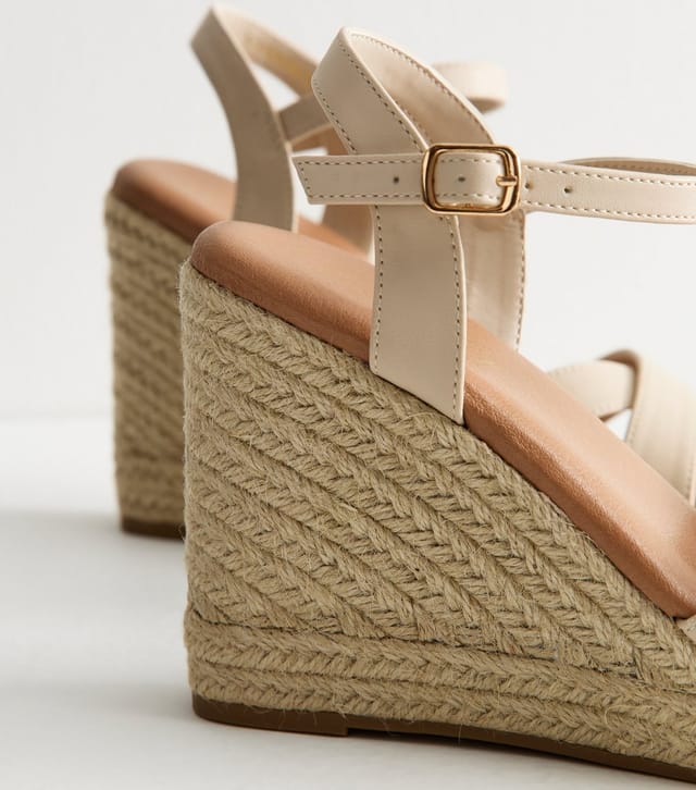 New Look Women's Off White Faux Leather Wedge Sandals Vegan New Look - 3