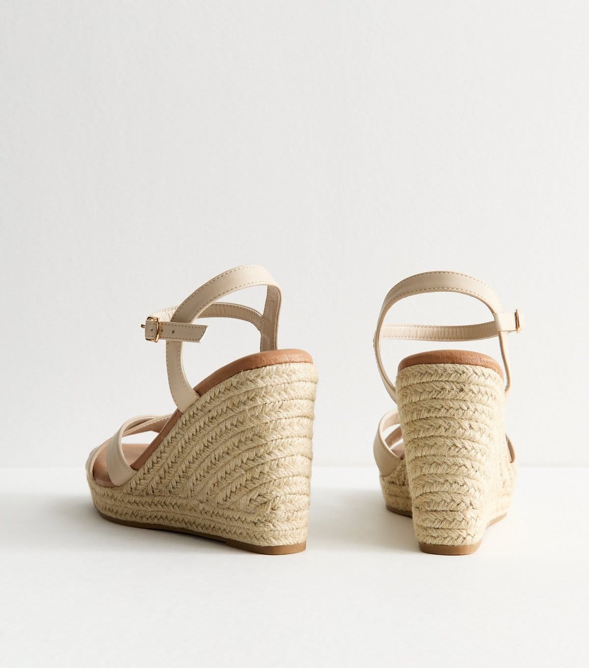 New Look Women's Off White Faux Leather Wedge Sandals Vegan New Look - 4