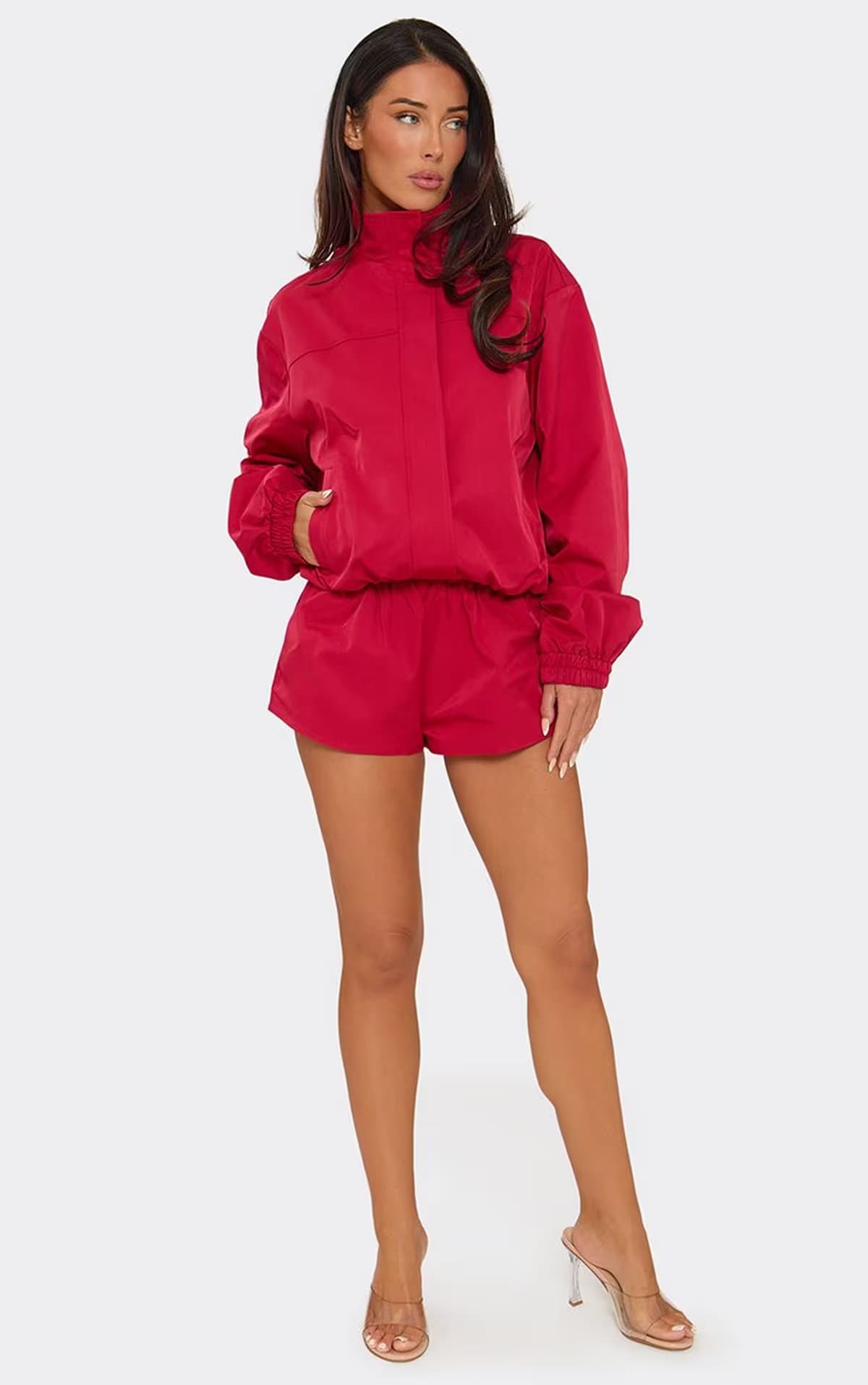 EGO Low Rise Elastic Waistband Detail Mini Shorts In Red Shell, Women's Size UK 6