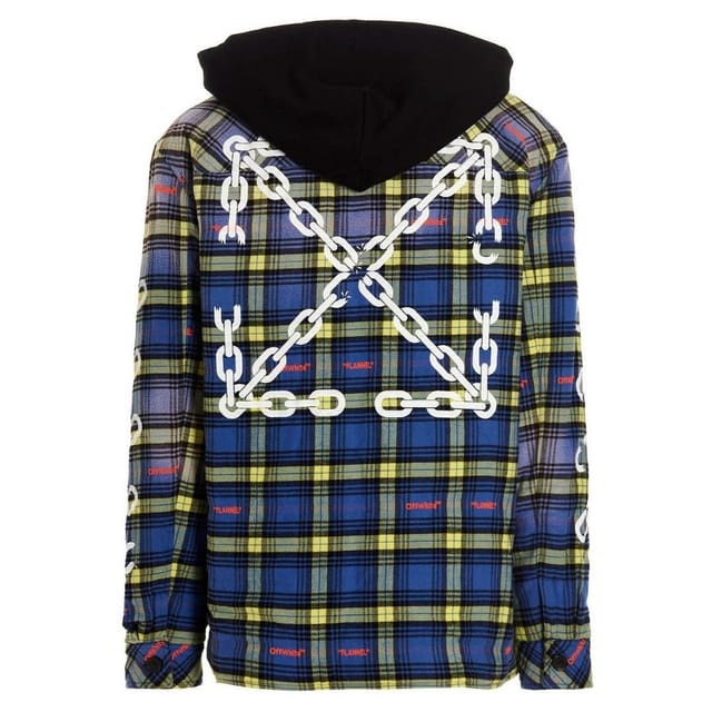 Off-White Off-White Men's Arrow Padded Flannel Dusty Blue Jacket in White - 2