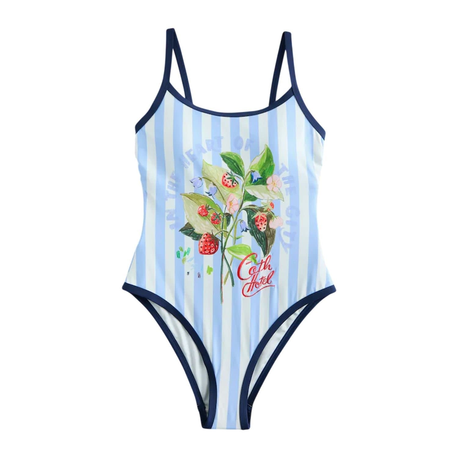 Cath Kidston Cath Kidston Women's Contrast Striped One Piece Swimsuit in Blue