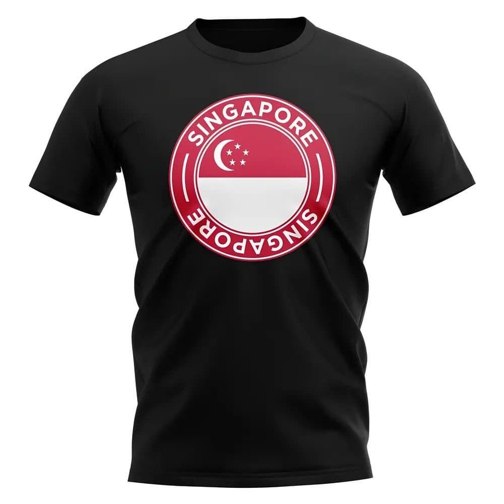 Singapore Singapore Men's Personalised Football Badge T-Shirt in Black