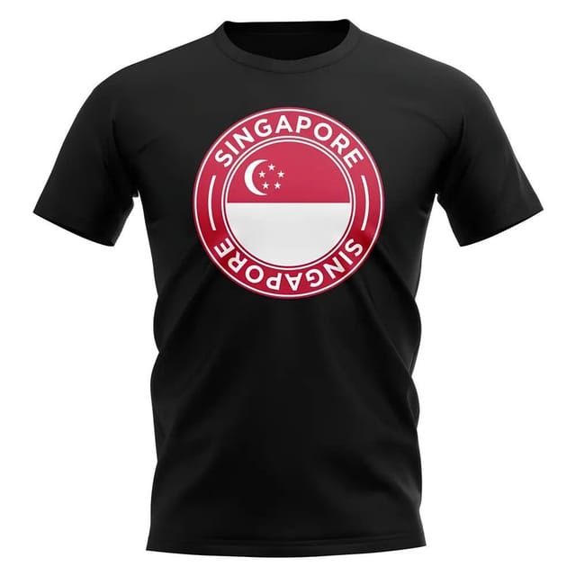 Singapore Singapore Men's Personalised Football Badge T-Shirt in Black - 2