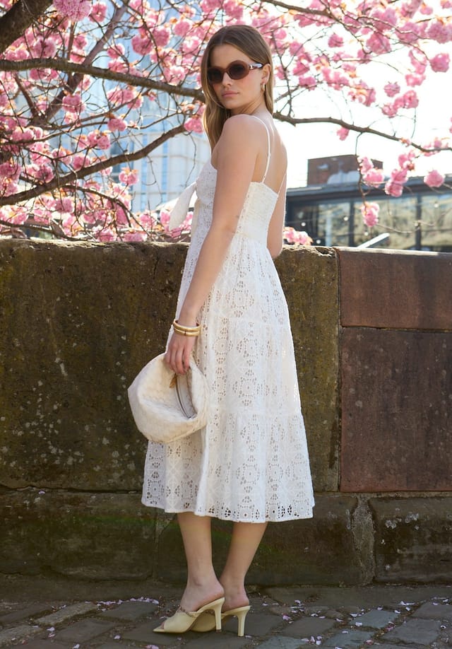 Lily and Lionel Lily and Lionel Women's Onita Tiered Broderie Anglaise Midi Dress In White - 3